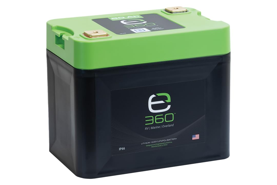 LiFePO4 Deep Cycle Battery - e360 | 80Ah 12.8V Group 24 by EXPION360 - Perfect for RV/Camper, Marine, Overland/Van, Solar and Of