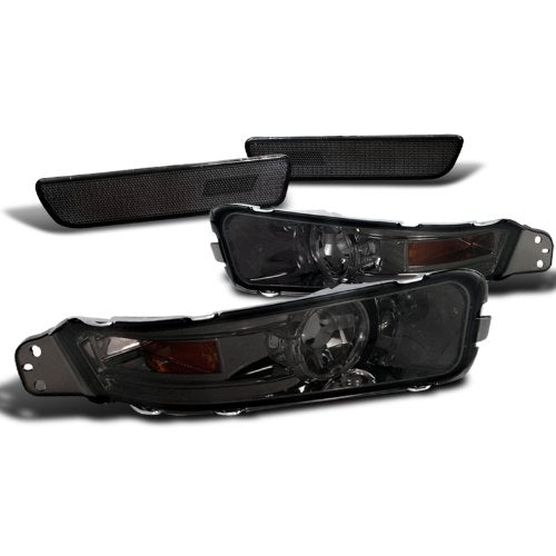 Spec-D Tuning Bumper Lights Compatible With 2005-2009 Ford Mustang Smoke Front+Rear Bumper Lights Signal Parking Lamp+Amber