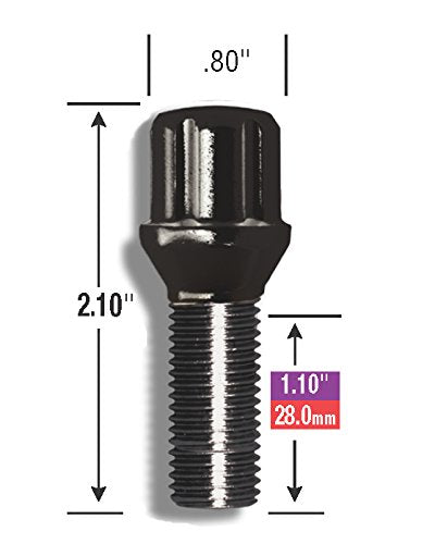 Gorilla Automotive 17125Sdbc-20 Black 12Mm X 1.25 Thread Size Chrome Finish Small Diameter Lug Bolt, (Set Of 20)