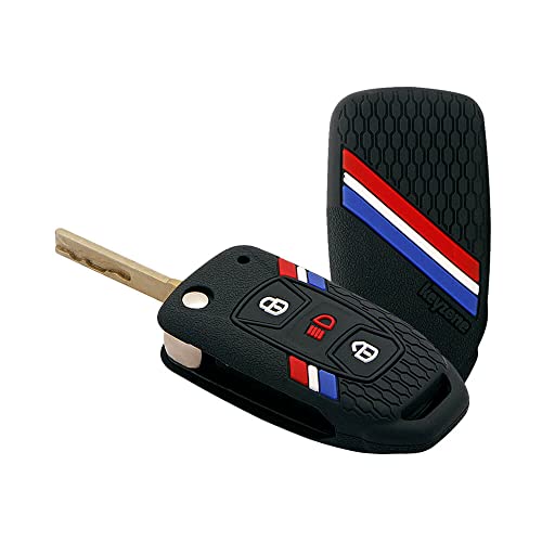 Keyzone Striped Silicone Key Cover Compatible For Tata Curvv, Nexon, Harrier, Safari, Altroz, Punch, Tigor, Tiago 3 Button Flip