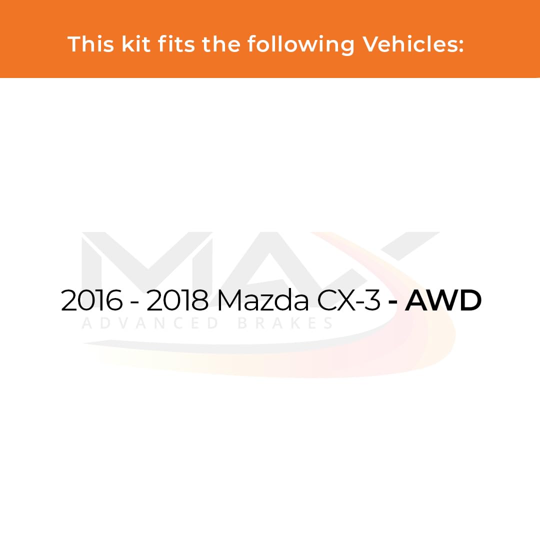 Max Advanced Brakes Front & Rear Brake Kit Compatible With 2016 2017 2018 Mazda Cx-3 Awd Replacement Cross Drilled Disc Brake Ro