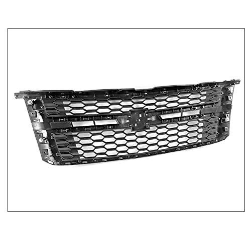 ZMAUTOPARTS Mesh Front Bumper Upper Hood Grille Shell Gloss Black Compatible with 2015-2020 Chevy Suburban/Tahoe LS LT