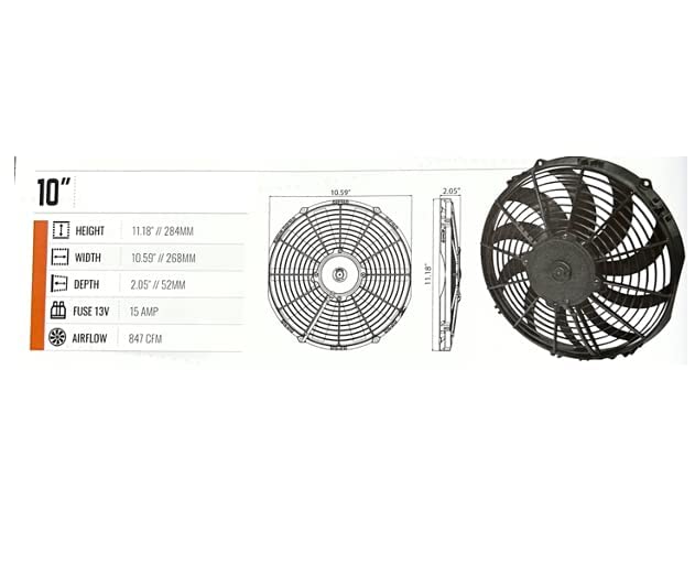 SPAL 30100435 10'' Low-Profile Fan Puller Curved Blades 12Volt 802 cfm VA11-AP7/C-57A