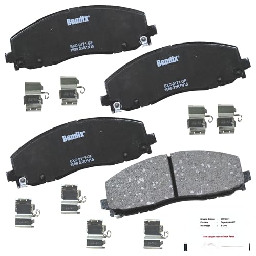 Bendix Priority1 Cfc1589 Ceramic Front Brake Pads For Select Models Chrysler Grand Caravan, Pacifica, Town & Country, Voyager, D