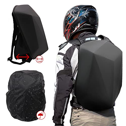 Jfg Racing Motorcycle Backpack, Universal Helmet Backpack Laptop Backpack 30L Hard Shell Large Capacity Black