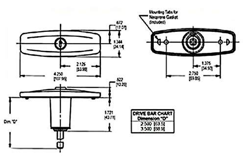 Gordon Glass Co. Tri-Mark Pop Up T-Handle With 1-7/8'' Unthreaded Shank - Clockwise Rotation