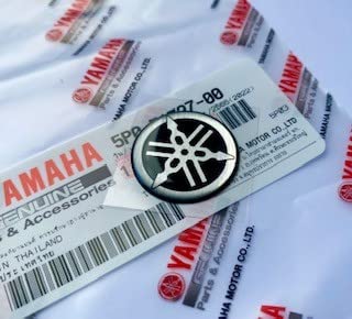 Yamaha 25MM Tuning Fork Decal Sticker - Silver/Black Raised Gel Resin Emblem for Motorcycle, Jet Ski, ATV, Snowmobile