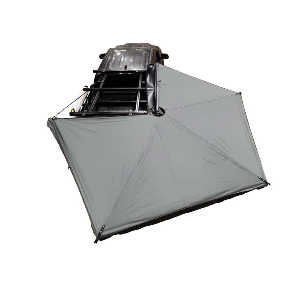 Overland Vehicle Systems Hd Nomadic 270 Lte Passenger Side 270 Degree Awning - Black 1000G Pvc Travel Cover - Dark Gray Body With Green Trim - Brackets And Hardware Included