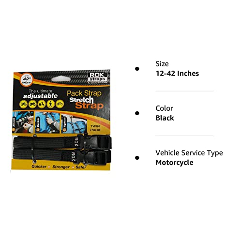 Rok Straps Adj. 12-42 X 5/8' Stretch In Black-2 In A Pack
