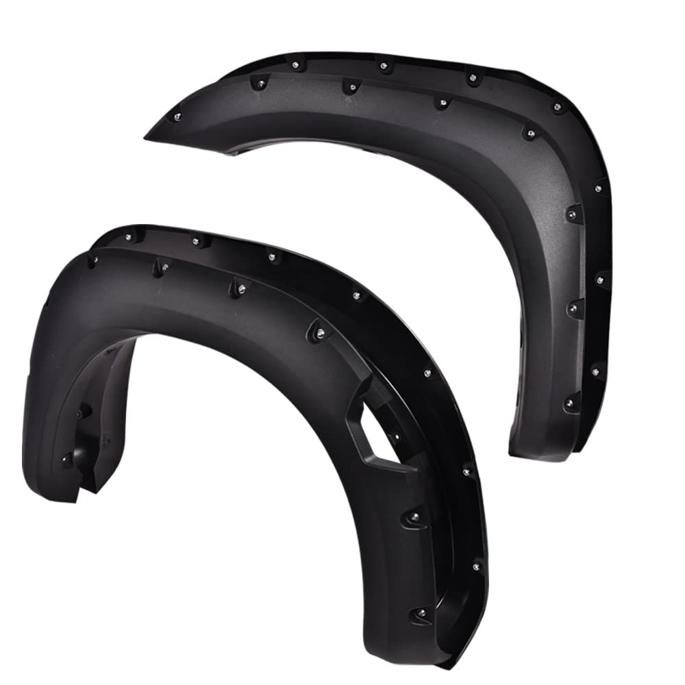 PIT66 Fender Flares, Compatible with 2004-2015 Nissan Titan Pocket Rivet Style Textured Black Wheel Cover Protector Mudguards 4P