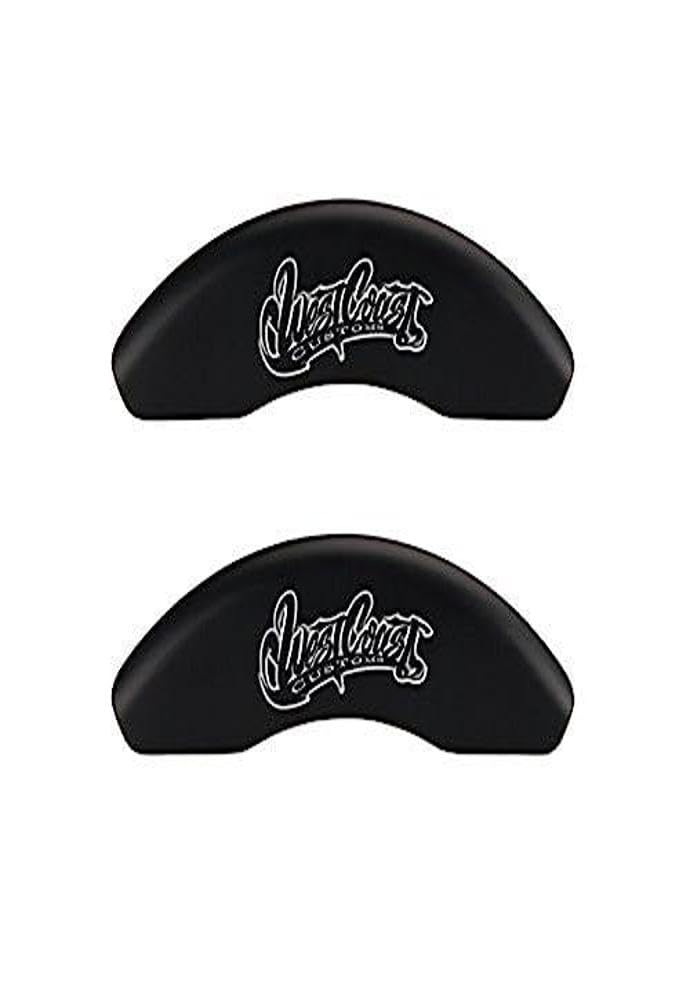MGP Caliper Covers 16223SWCCMB Matte Black Powder Coat Finish 'West Coast Customs Baseball' Logo Engraved Front/Rear Caliper Cov