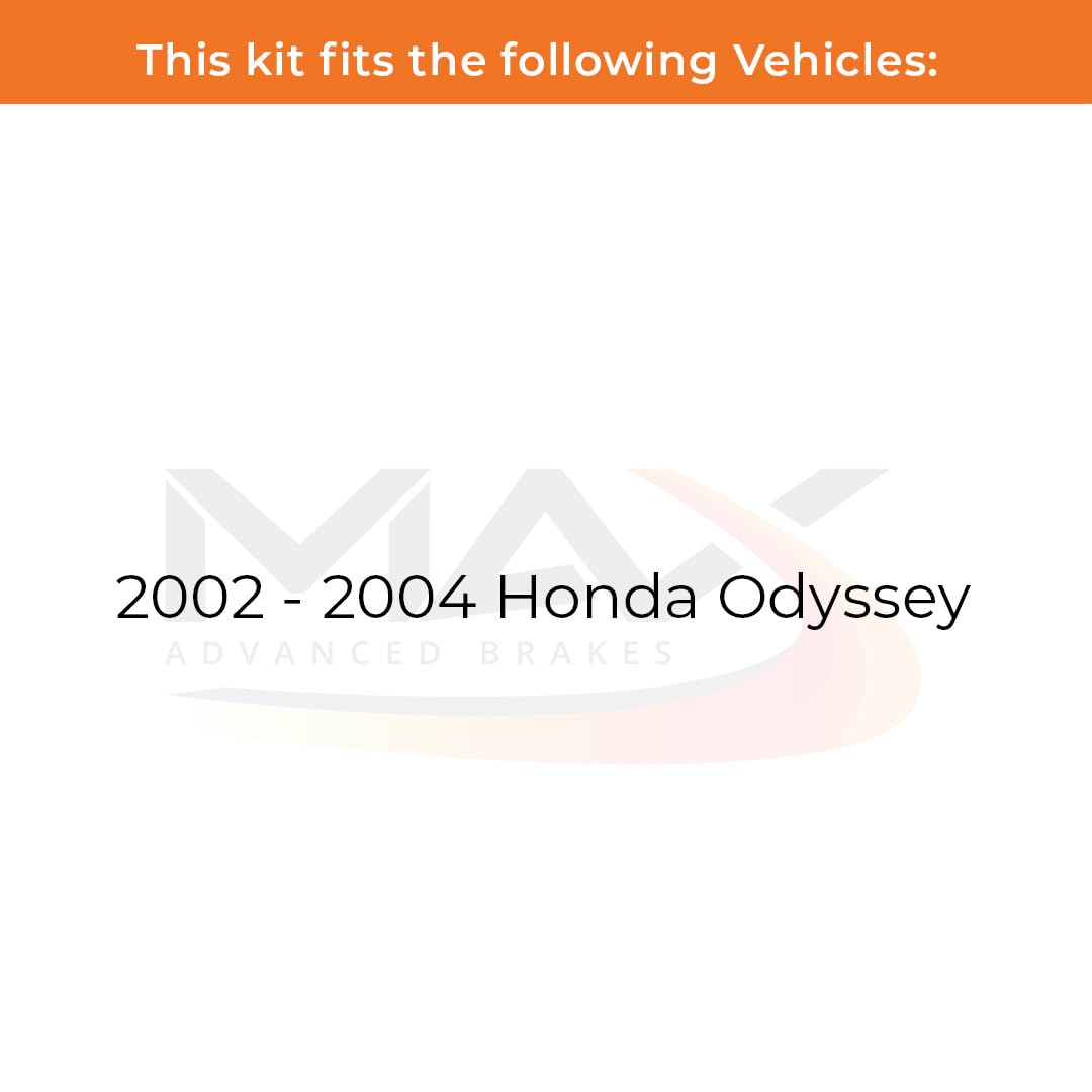 Max Advanced Brakes Rear Brake Kit Compatible With 2002 2003 2004 Honda Odyssey Replacement Drilled Slotted Black Coated Disc Br