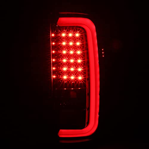 SPEC-D TUNING Jet Black Housing Clear Lens Red LED Bar Tail Lights Compatible with 2014-2018 GMC Sierra 1500, 2014-2018 GMC Sierra 2500HD, 2014-2018 GMC Sierra 3500HD, Left + Right Pair Assembly