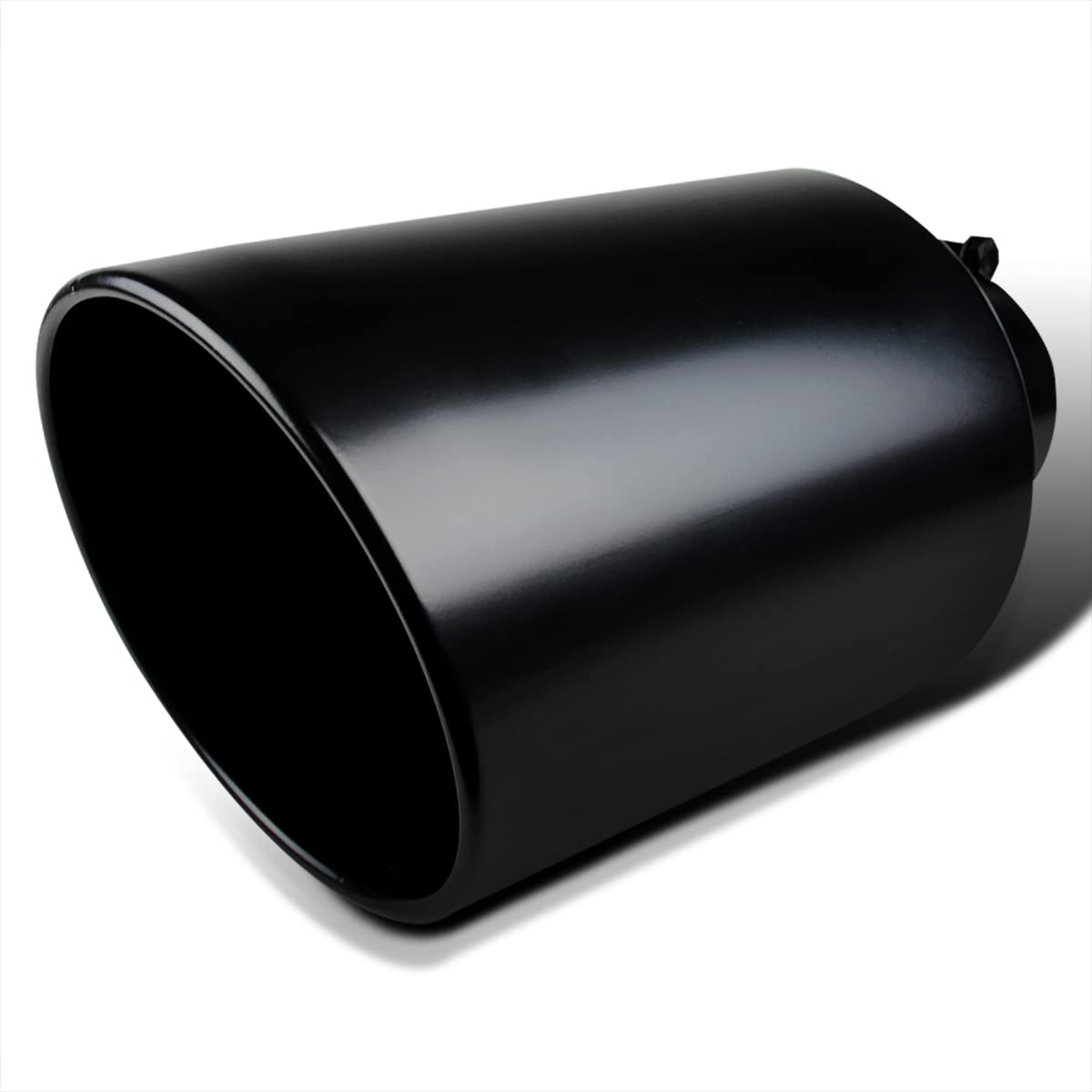 Spec-D Tuning 4&quot;Inlet/8&quot; Outlet Black Stainless Steel Truck Bolt-On Exhaust Muffler Tip