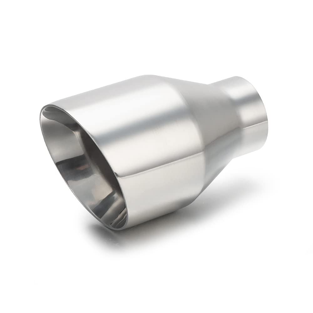 Lcgp 2.5'' Inlet Universal Diesel Exhaust Tip 4.5'' Outlet 07'' Long Tail Tip, Polished & Double Wall Angle Cut