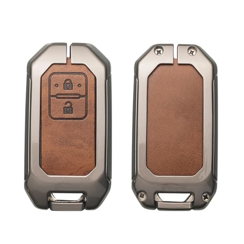 Hkr Car Hub Metal Leather Key Cover With Key Chain Pack Of 1 Pcs Compatibel With Suz Swift, Ertiga Xl6 2 Button