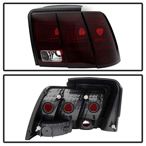 Acanii - For 1999-2004 Ford Mustang Red Smoked Tail Lights Brake Lamps 99-04 Pair Set Replacement Driver+Passenger Side