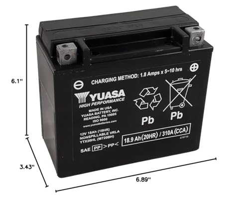 Yuasa YUAM720BH YTX20HL Factory Activated H Series AGM Battery