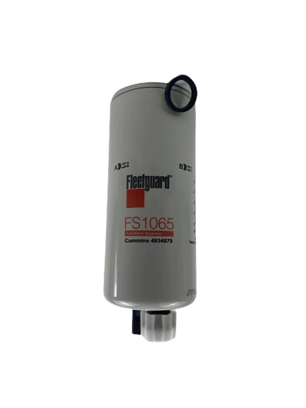 Fleetguard Fs1065 Fuel/Water Separator For Cummins 4934879, Isc07 Stratapore Media, 98.7% Efficiency, 10-Micron Rating, 1-14 Uns-2B Thread Size, 9.79'H X 3.69'Od