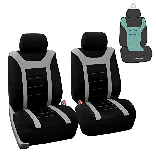 Fh Group Car Seat Covers Sports Fabric Pair Set Airbag Compatible Easy Installation Universal Fit For Cars Trucks And Suvs (Gray
