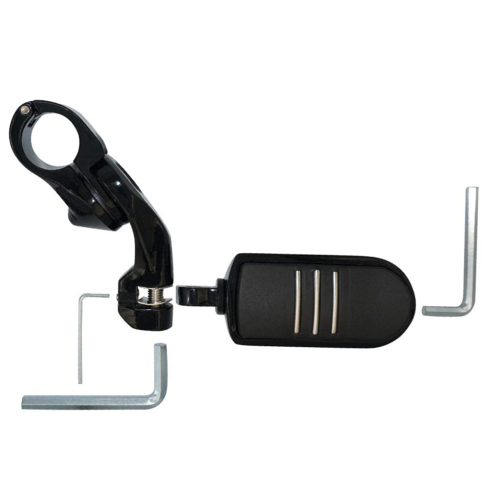 Fovplue 1.25' Highway Pegs,Motorcycle Angled Adjustable Highway Footpegs For Harley Davidson Touring Road King Road Glide Street Glide Electra Glide Softail Sportster With 1 1/4' Highway Bar Black