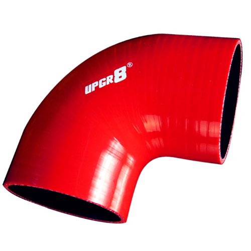 Upgr8 Universal 4-Ply High Performance 90 Degree Elbow Coupler Silicone Hose (3.5(89Mm), Red)