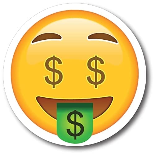 Magnet Me Up Dollar Sign Tongue Out Emoticon Magnet Decal, 5 Inch Round, Cute Self-Expression Decorative Magnet For Car, Truck,