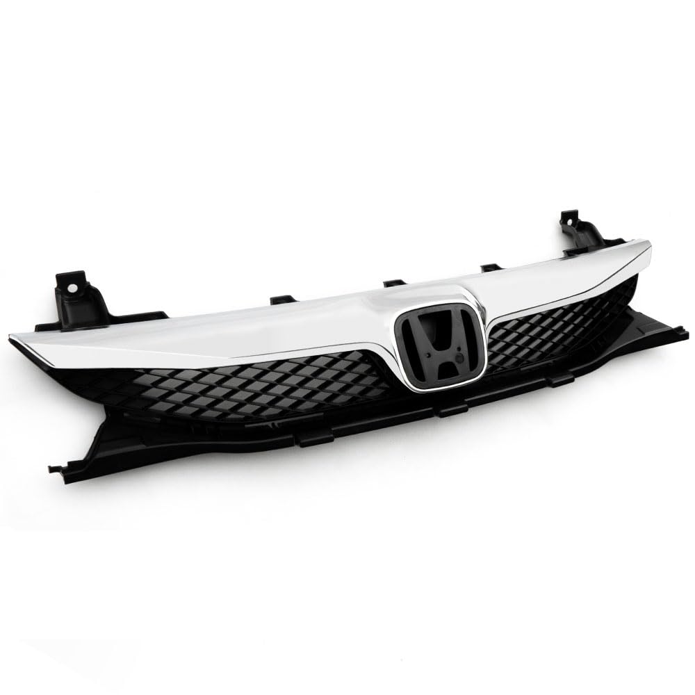 Grand Orange Chrome Trim Bumper Upper Grill Grille Compatible With Honda Civic Sedan 2009 2010 2011 Upper Bumper Grille 71121-Sna-A50, 71121Snaa50, 71122-Sna-A50