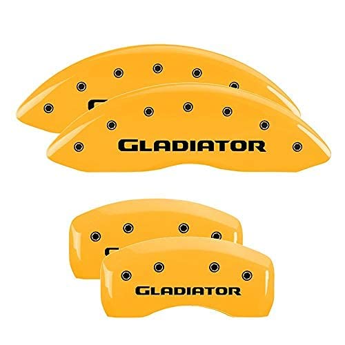 Mgp Caliper 42021Sgldy Engraved Caliper Covers, Yellow - Set Of 4