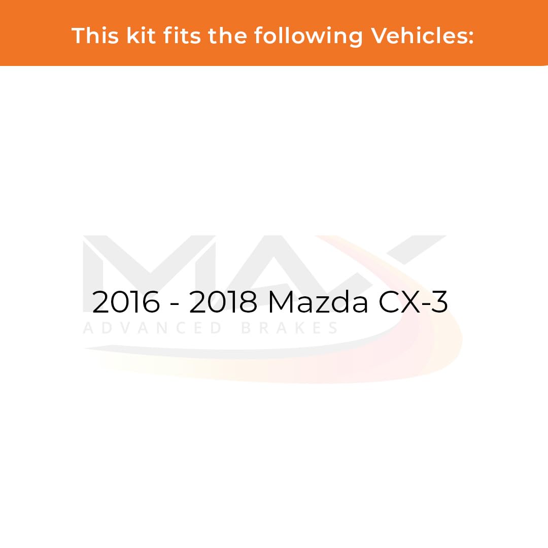 Max Advanced Brakes Rear Brake Kit Compatible With 2016 2017 2018 Mazda Cx-3 Replacement Drilled Slotted Black Coated Disc Brake
