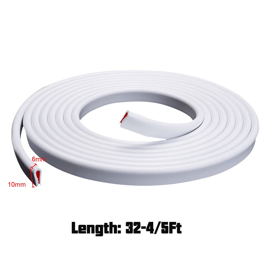 Winunite 32.8Ft(10M) Car Door Edge Guards White, Fit Most Vehicles, Self-Adhesive Pvc, Fade-Resistant, U-Shaped Automotive Trim