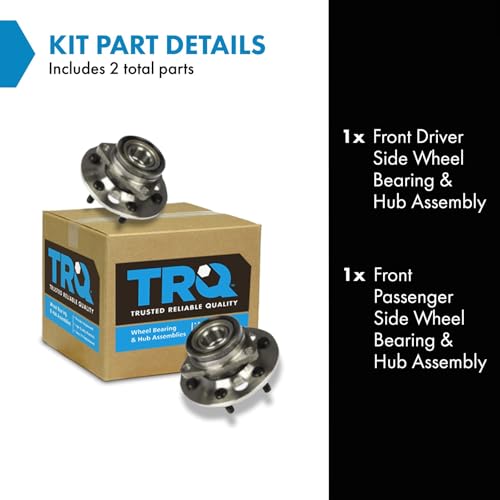 Trq Front Wheel Hub Bearings Assembly Set Compatible With 1988-1991 Chevrolet K1500 Gmc