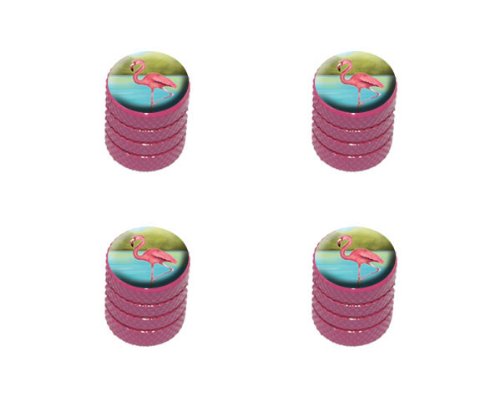 Graphics & More Flamingo Tire Rim Wheel Aluminum Valve Stem Caps - Pink Color