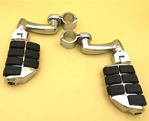 XKH Chrome Large Footpegs Mounting Kit for GoldWing, VTX1300, Shadow, Valkyrie, Road Glide - Fits 1" (25mm) Engine Guard Frame Tubes