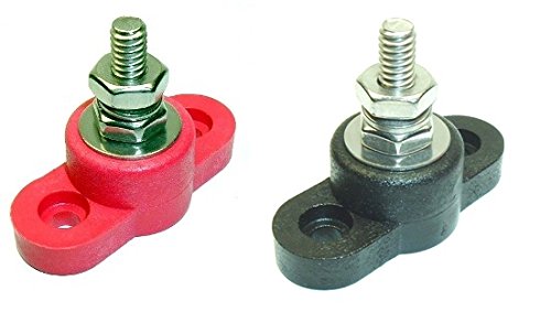 Fastronix 1/4'' Stainless Steel Single Stud Power And Ground Junction Block Red And Black