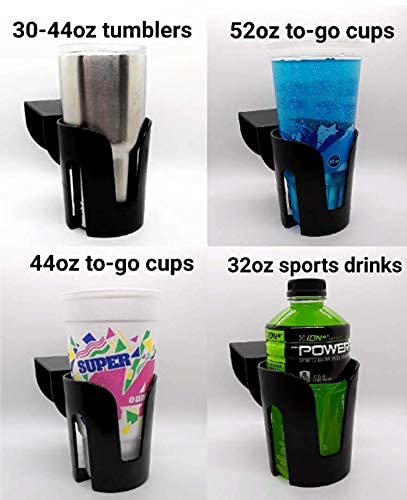 The LEDGE Auto Cup Holder - Extra Large Black Plastic for Yeti, Hydro Flasks, Big Gulps, and Large Bottled Drinks