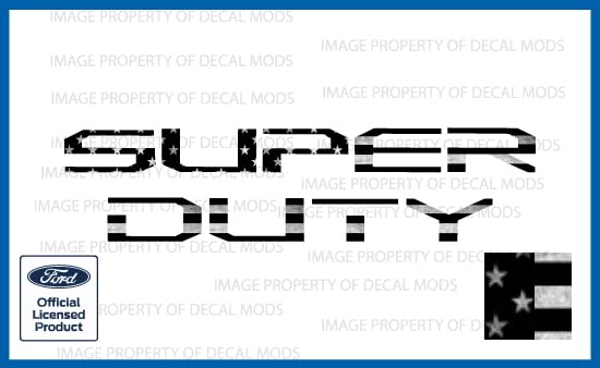 Decal Mods (2017-2022) Hood Grille Decal Sticker Letter Inserts Inlays (Thin) for Ford F250 F350 F450 Super Duty (Black & White Distressed USA Flag) | FG1A3