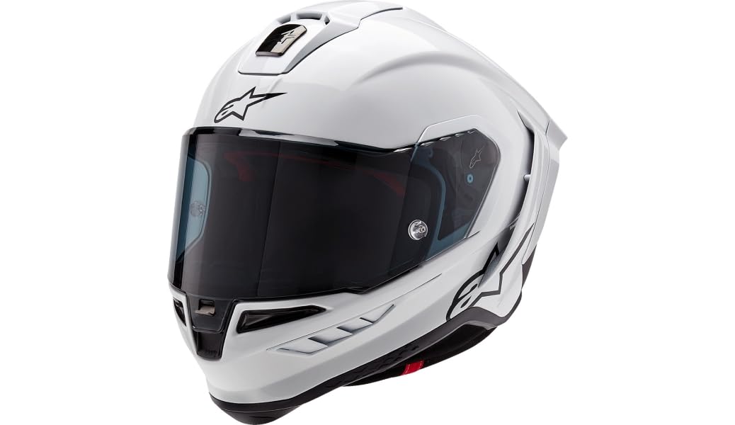 Alpinestars Supertech R10 Solid Helmet, Carbon Shell, CE-Certified, Advanced Ventilation & Fit, 2XL, White Glossy/Black Mattee