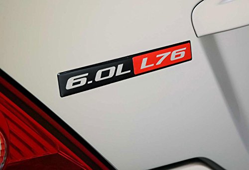 Eparts 2 Pieces Black Red 6.0L L76 Engine Aluminum Decorative Adhesive Emblem Decal Car Truck Side Door Trunk Badge Sticker