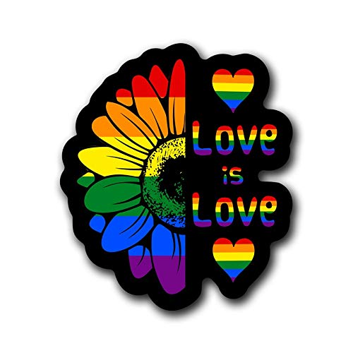 Black Background Love Is Love Daisy Lgbtq+ Pride Vinyl Decal Sticker | Cars Trucks Vans Walls Laptops Cups | Full Color Printed 