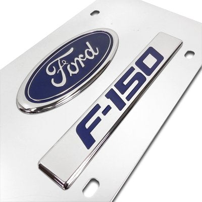 Au-Tomotive Gold, INC. Ford F-150 3D Logo and Nameplate Chrome Steel License Plate