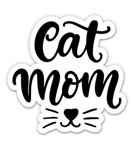 Cat Mom Cute Whiskers Kitty - 3'' Vinyl Sticker - for Car Laptop Water Bottle Phone - Waterproof Decal