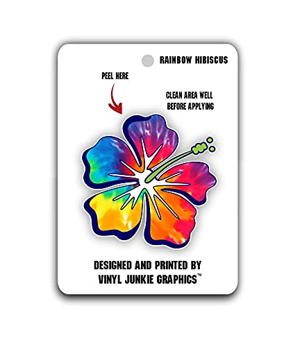 Vinyl Junkie Graphics Hibiscus Flower Hawaiian Car Truck Window Laptop Vinyl Decal Sticker (Rainbow Tie Dye)