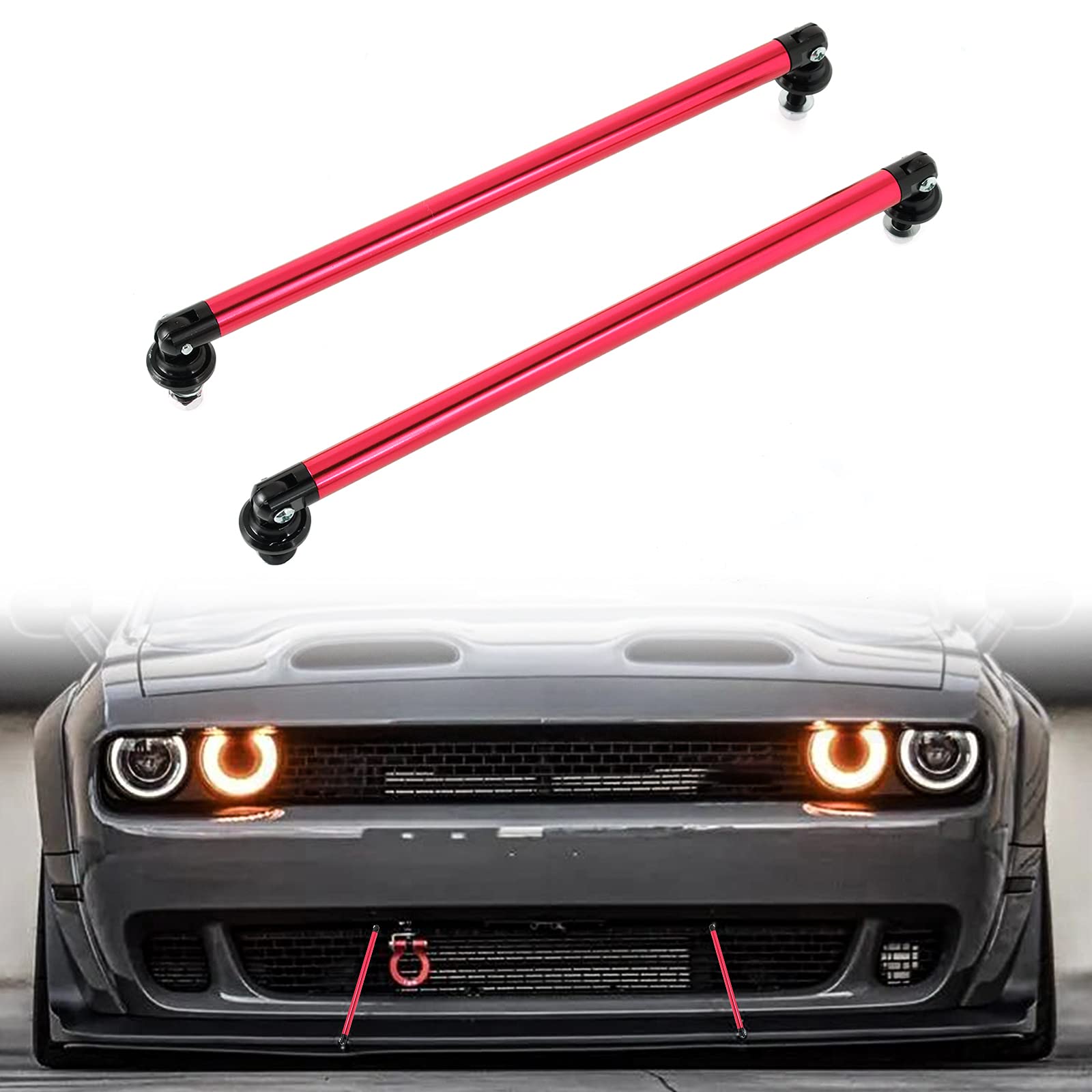 Splitter Strut Rods, Auxmart 200Mm Lip Splitter Support Rod Diffuser Strut Rod Tie Support Bars 200Mm Fit Most Vehicles, Pack Of 2, Red
