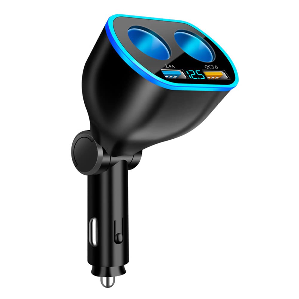 2024 New Upgrade 4 Port Cigarette Lighter Splitter,2.4A&Qc3.0 Super Fast Car Charger With Dual Cigarette Lighter Plug With Led V