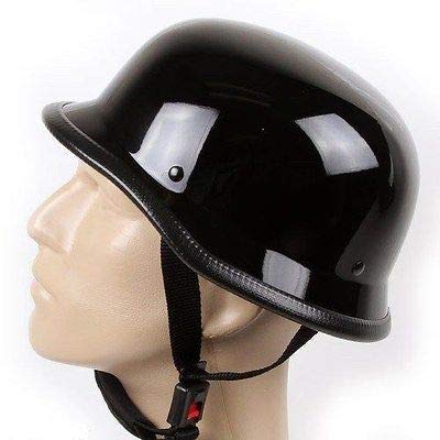 German Shiny Black Novelty Skull Cap Half Helmet S,M,L,Xl,Xxl (Black, Medium)