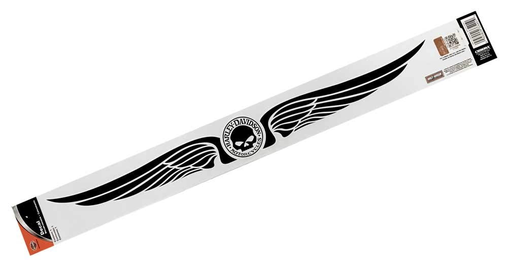 Harley-Davidson Winged Willie G Skull Cut To Shape Decal, Black & White Cg33401