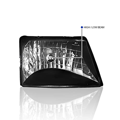 Spec-D Tuning Diamond Headlights Lamps Black Compatible With 1998-2000 Ford Ranger L+R Pair Head Light Lamp Assembly