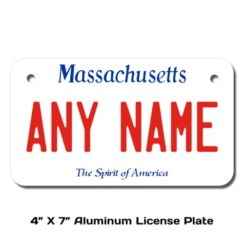 Teamlogo - Personalized Massachusetts License Plate - Custom Aluminum Name, Text, Number Plate - Customized Golf Cart Accessorie