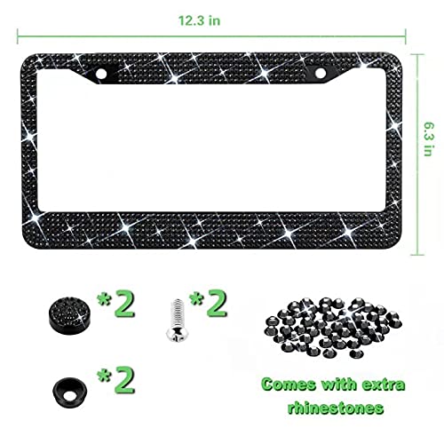 Bling License Plate Frame For Women,Sparkle Crystal Bedazzled Rhinestone License Plate Frames With 1400Pcs Rhinestones, Handcraf